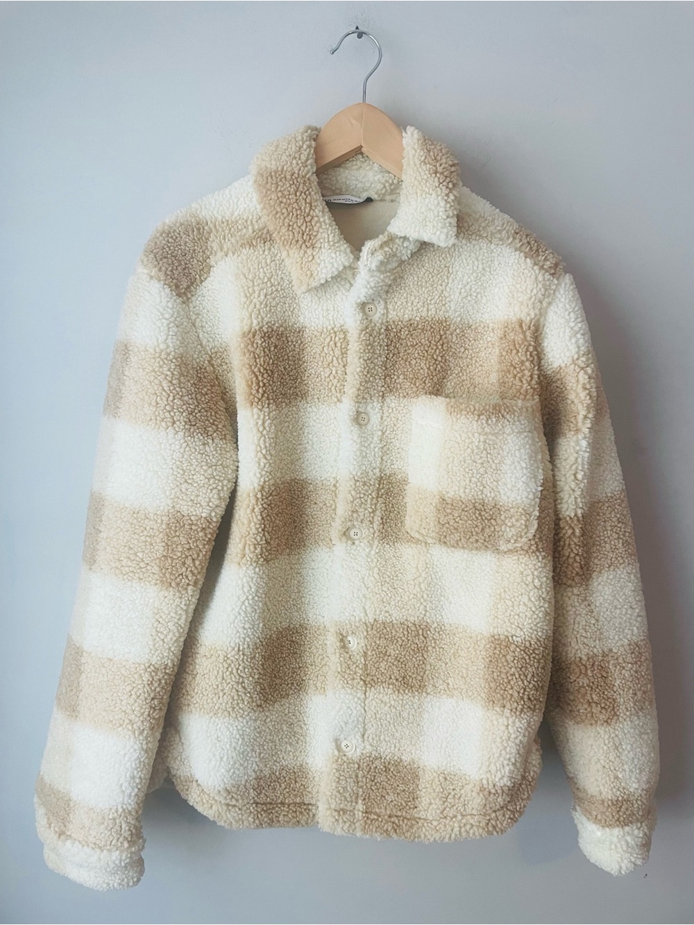 Zara Plaid Teddy Sherpa Shacket